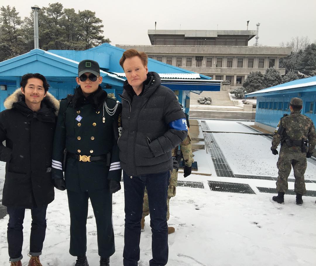 Conan O’Brien and Steven Yeun visit JSA