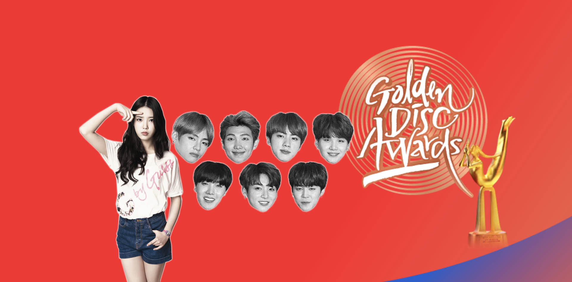 BTS and IU were nominated as Bonsang for the 33rd Golden Disk Awards