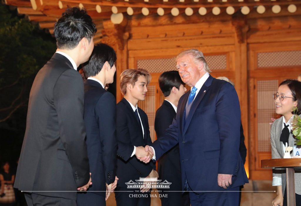 EXO invited Korea president Moon Jae-in and U.S. president Donald Trump's Cheong Wa Dae dinner