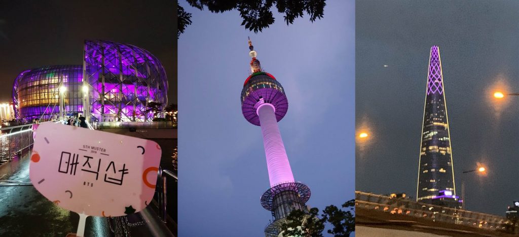 Seoul Landmarks turn purple to Celebrate BTS’ Fan Meeting